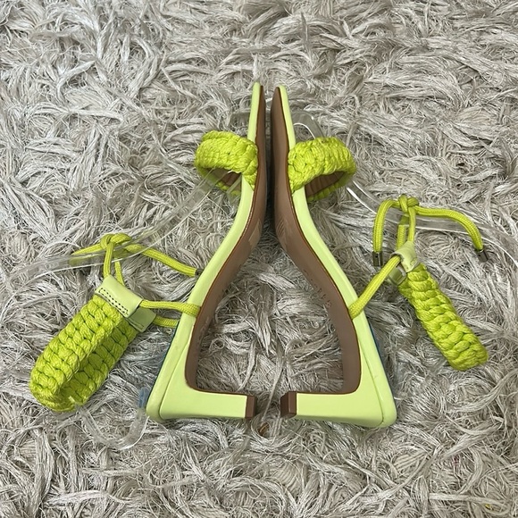 NWOB SCHUTZ Blair Leather Braided Square Toe Mid-Heel Sandals Green Fresh Sz 7 - Picture 9 of 11